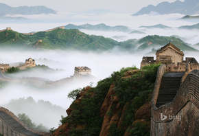 китайская стена, Китай, природа, сооружение, древности, архитектура, лес, к ...