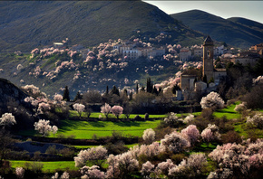 Италия, горы, весна, город, красиво