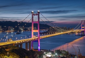 tsingma, bridge, water, city