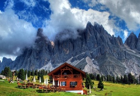 mountain, grass, green, grass