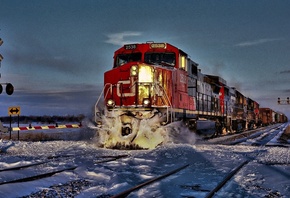 train, winter, snow, railroad