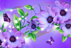 purple, flower, branch, cute