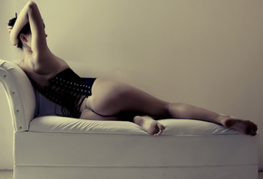 back, chair, rest, legs, girl