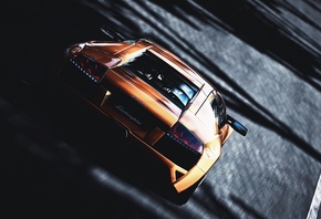 суперкар, Lamborghini, Ламборгини, фото, дорога, темный фон