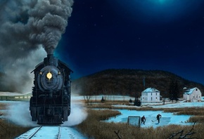 train, snow, winter, railroad