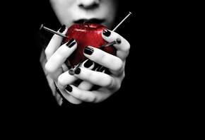 woman, Apple, red, hands, nails, nails