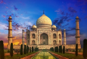 Taj Mahal, India, Agra, Uttar, Pradesh, casstle, храм, замок, памятник, Тад ...