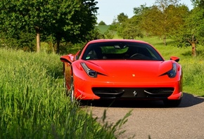 Ferrari 458, red, logo