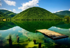 lake, water, mountain, trees, forest