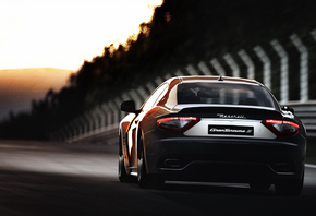 Maserati, sunset, track