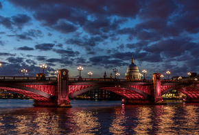 London, England, sky, CLOUDS, evening, lights