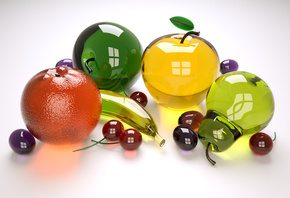 fruit, glass, 3d