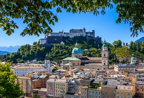 Hohensalzburg Castle, Festungsberg, Salzburg Cathedral, Salzburg, Austria,  ...