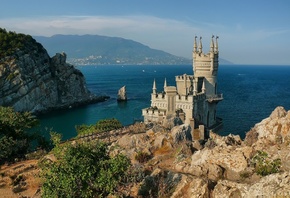 Ласточкино гнездо, большая, Ялта, горы, скалы, камни, Крым, море, красиво,  ...