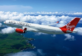 самолёт, Virgin Atlantic, Airbus A330-300, Аэробус А330-300