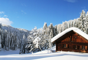 домик, Зима, снег, горы, леса, красиво, супер фото