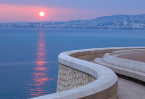 French Riviera, France, sea, embankment, sunset