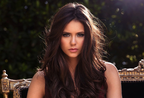 women, Nina Dobrev, brown eyes, look, brunettes, hair,  