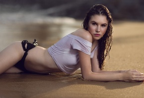 T-shirt, Wet, view, sand, beach