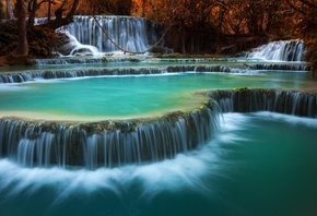 louangxi waterfall, louangphabang, laos, nature, waterfall