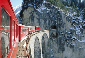 жд, поезд, мост, горы, Альпы, Швейцария