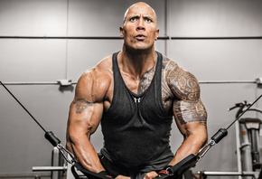 Dwayne Johnson, machine, the rock, gym, workout, tattoo