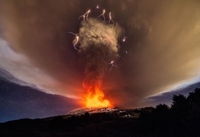 гора, вулкан Этна, извержение, Сицилия, Италия
