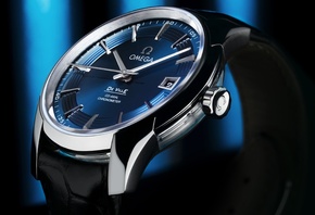, Omega, Watch, de ville hour vision, blue