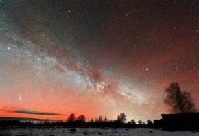 red airglow, андромеда, вега, млечный путь, свечение атмосферы, туманности, by Борис Богданов