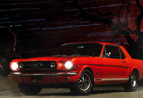 ford mustang, red, car, , muscle car