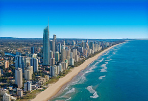 Aerial, Gold Coast Skyline, Queensland, australia, город