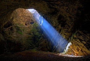 пещера, проем, солнечный луч, Reed Flute Cave