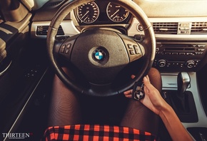 BMW, БМВ, руль, салон, девушка, ключи, Thirteen, photography