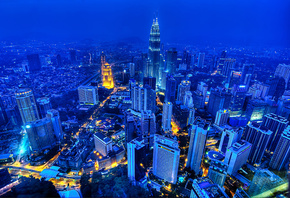 kuala lumpur, malaysia, city, night