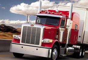 PETERBILT, RED, SILVER, TRUCK, 