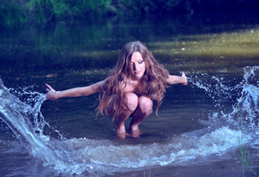 splash, water, model, hot