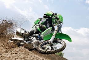 kawasaki, motocross, sand, run, bike