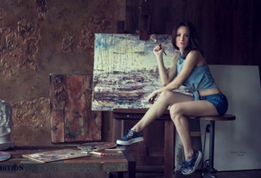 painting, artist, girl, beautiful