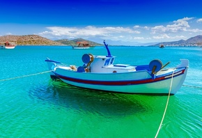Fishing, Boat off the coast of Crete, Mirabello Bay, ,  , ...