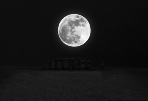 Луна, stonehenge, ночь, темный фон