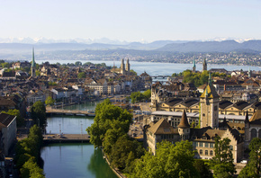 Швейцария, Река, Мост, Zurich, Город