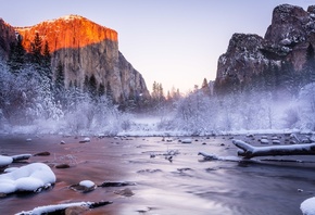 Йосемити, Национальный парк, Калифорния, США, зима, озеро, горы, Yosemite,  ...