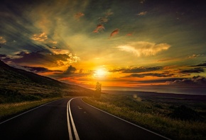 �������, ������, ������, �����, ������, road, clouds, sunset