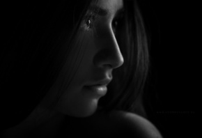 women, monochrome, eyes, face, simple background