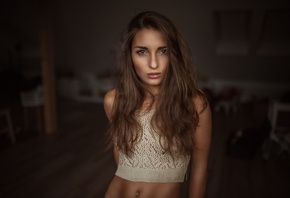 women, tanned, portrait, face, belly, depth of field