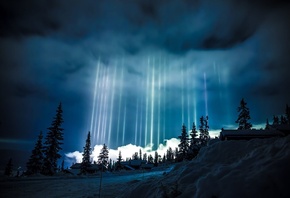 Winter, Light Pillars, Norway, ,  , , ,  ...