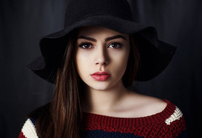 women, face, portrait, hat