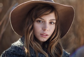 women, face, portrait, hat, depth of field