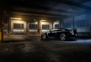 Nissan, parking, r35, garage, GT-R, black