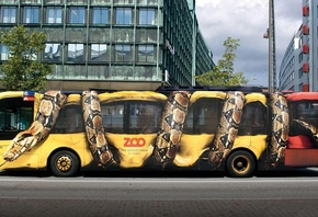 фото, город, автобус, 3д, арт, граффити
